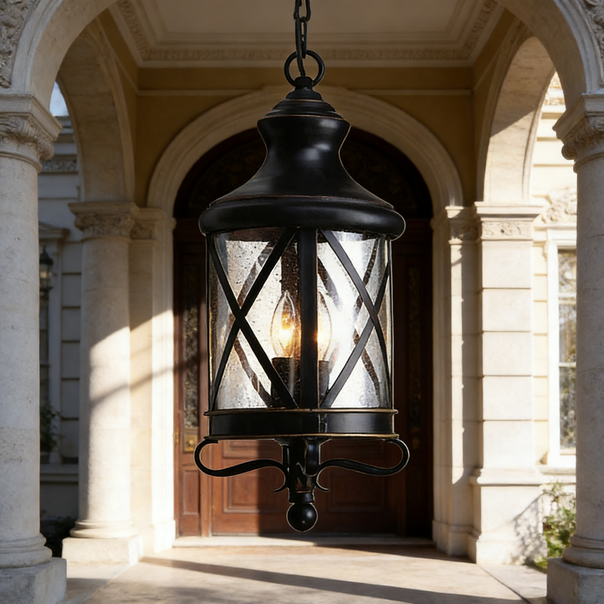 Durable Aluminum Outdoor Hanging Pendant Lights for Porch Ceiling and Patio Area