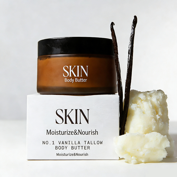 OEM Body Care Rich Nourishing Hydrating Body Butter Cream with Tallow,Jojoba Oil, Shea Butter Moisturizing Dry Skin Vanilla Scent