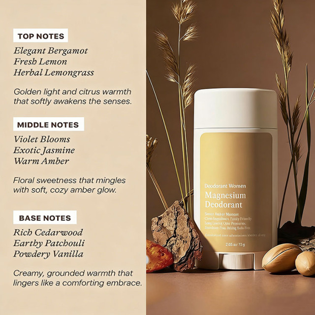 Custom Aluminum-Free Deodorant for Women Natural Odor Protection Antiperspirant with Coconut Shea Butter Amber Vanilla Scent