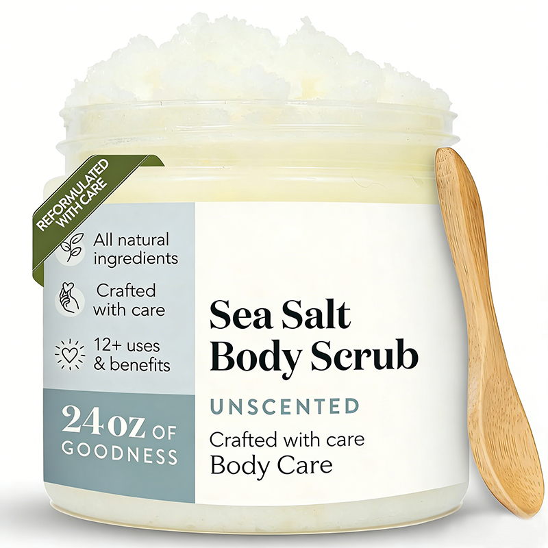 Skincare Manufacturer Custom Sea Salt Body Scrub Moisturizing and Exfoliating Body, Face, Hand, Foot Vegan Cruelty Free