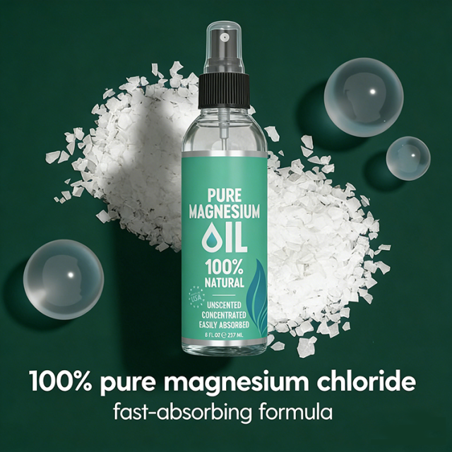 GMP SkinCare Manufacturer OEM Pure Magnesium Oil Spray for Sore Muscles, Feet, Joints and Leg Cramps, Helps with Sleeping and Post-Workout Recovery