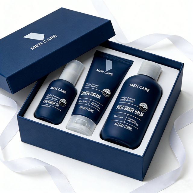 GMP Skin Care Manufacturer Custom Shaving Kit for Men, Moisturizing Pre Shave Oil Cream After Shave Balm with Shea Butter Helps Prevent Razor Bumps