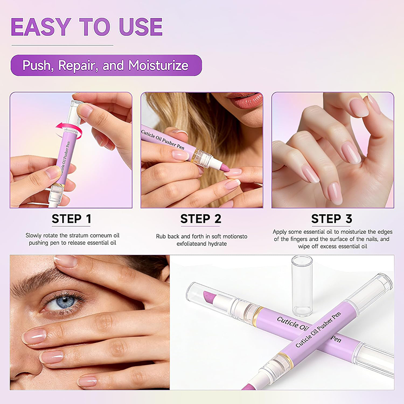 Custom Push & Buff 2-in-1 Cuticle Care Treatment Pen-Exfoliates,Polishes and Smooths Cuticles Easy Mess-Free Nail Care on the Go