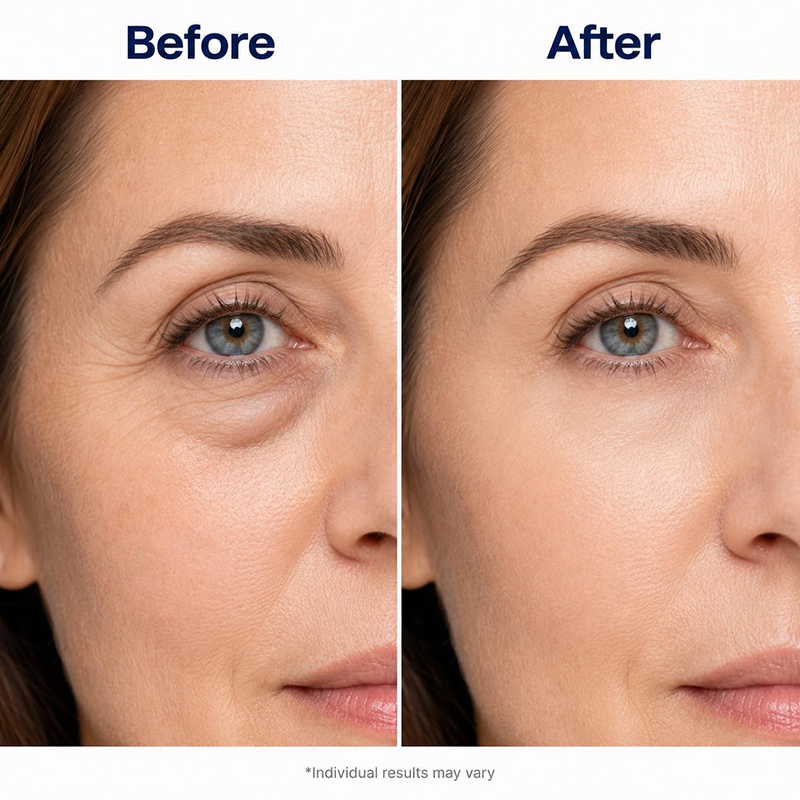 Custom Under Eye Mask Patches &Eye Serum with Retinal Niacinamide Correction for Puffy Eye Bags Fine Lines Dark Circles Wrinkles