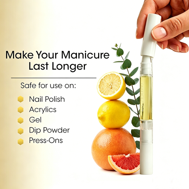 Private Label Cuticle Pusher & Oil Pen, Gentle Cuticle Remover for Dry & Damaged Nails, Nail Care Pen with Jojoba Oil &Vitamin E