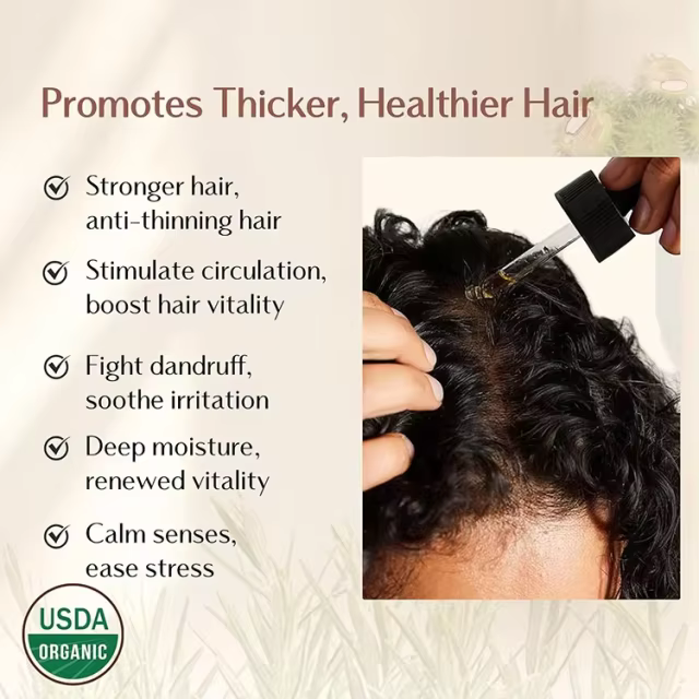 FDA OEM 100% Pure Rosemary Oil for Scalp Health Hair Growth Oil Infused with Jojoba Castor Oil Nourishing Volumizing Hair Serum