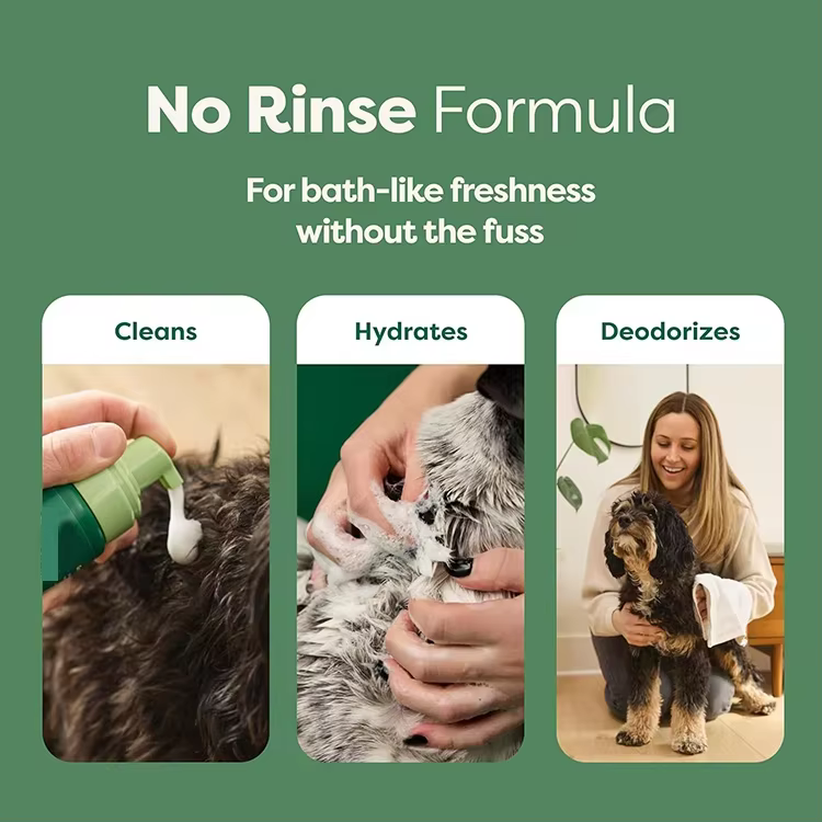 GMP OEM Waterless Dog Dry Shampoo & Conditioner Convenient No-Rinse Wash for Travel Cleaning Conditioning & Detangling