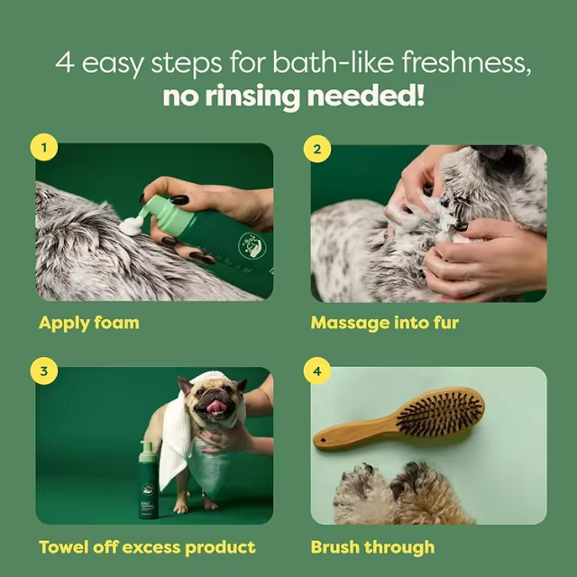GMP OEM Waterless Dog Dry Shampoo & Conditioner Convenient No-Rinse Wash for Travel Cleaning Conditioning & Detangling
