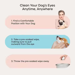GMP Custom Manufacturing Vet-Developed Pet Eye Wipes Hypoallergenic Eye Wash Cleaner for Dogs & Cats Remove Dirt & Discharge