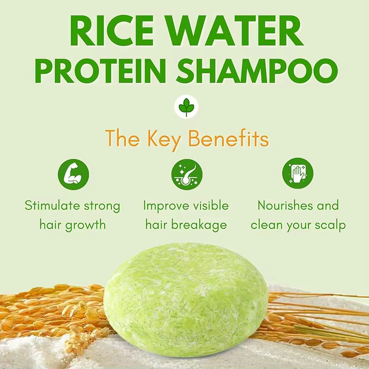 Private Label Rice Water Shampoo Rice Protein Conditioner Bar for Hair Growth, Repair Damage, Prevent Split Ends & Boosts Shine