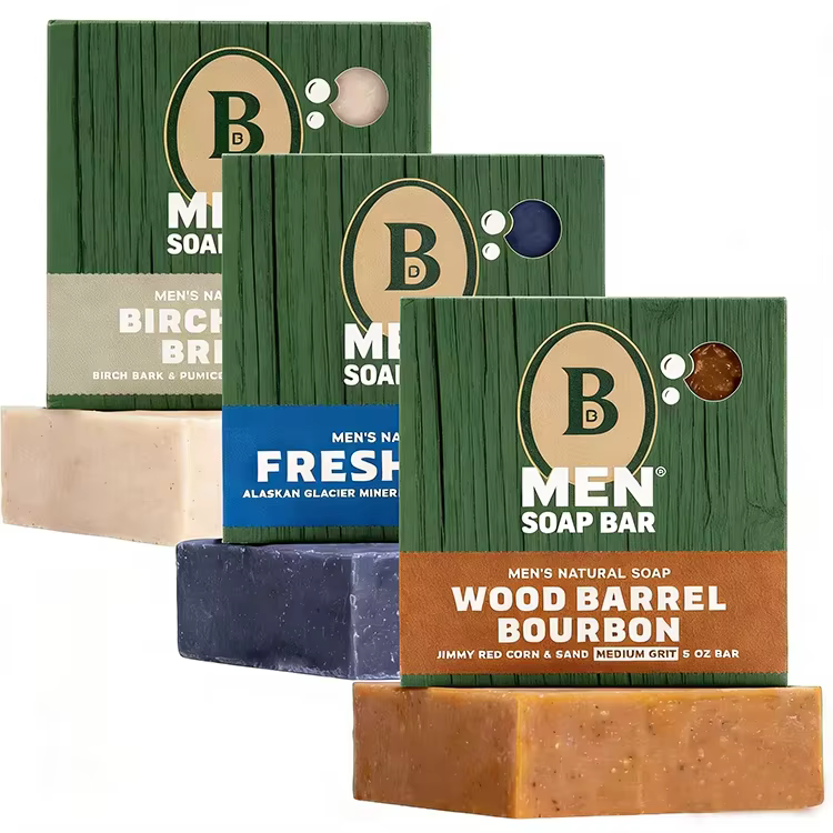 Custom Natural Bar Soap for Men Cold Processed Shower & Bath Soap With Natural Ingredients & No Harsh Chemicals Bourbon Scent