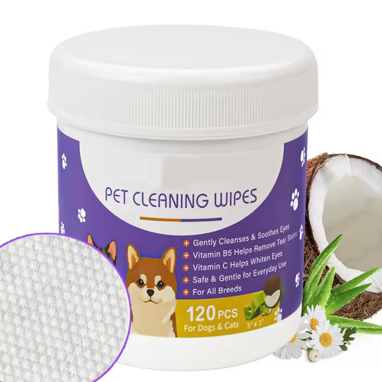 OEM Eyes Wipes Pads for Dogs Cats Coconut Oil Pet Cleaning Grooming Deodorizing Wipes Wash Cleaner for Eyes Tear Stain Remover