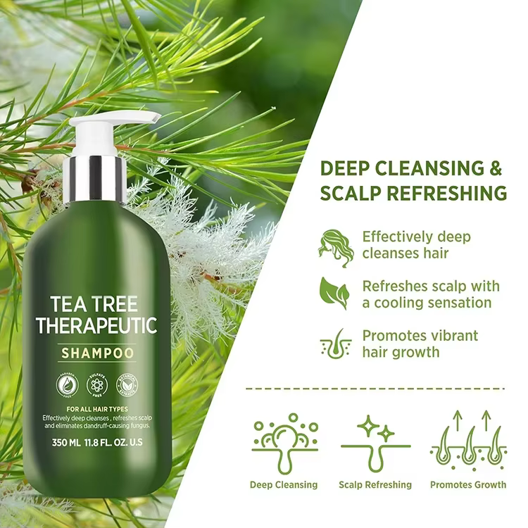 FDA Facility Custom Anti Dandruff Shampoo With Tea Tree Oil for Hair Growth Men Women's Medicated Shampoo for Dry& Itchy Scalp