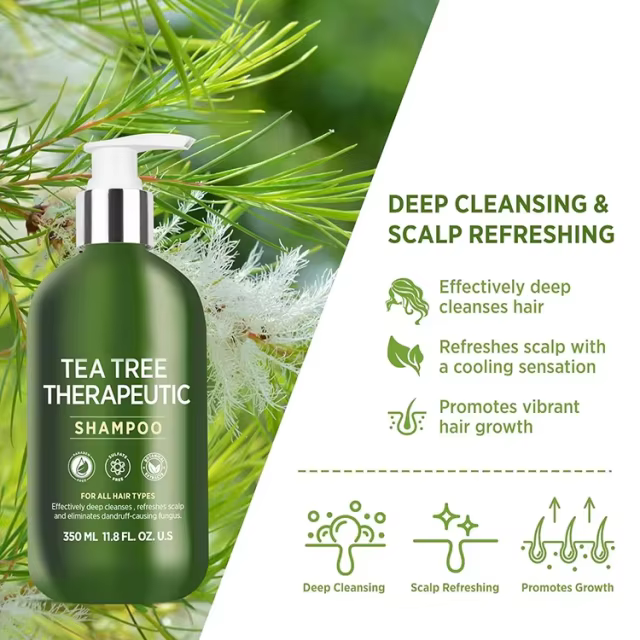 FDA Facility Custom Anti Dandruff Shampoo With Tea Tree Oil for Hair Growth Men Women's Medicated Shampoo for Dry& Itchy Scalp