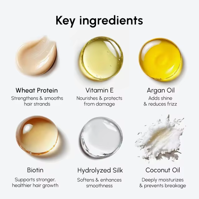 OEM Hair Oil for Frizzy Hair with Argan Oil Protein Hair Serum for Dry and Curly Hair Gloss Frizz Control Keratin Hair Treatment