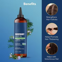 FDA OEM 100% Pure Rosemary Oil for Scalp Health Hair Growth Oil Infused with Jojoba Castor Oil Nourishing Volumizing Hair Serum