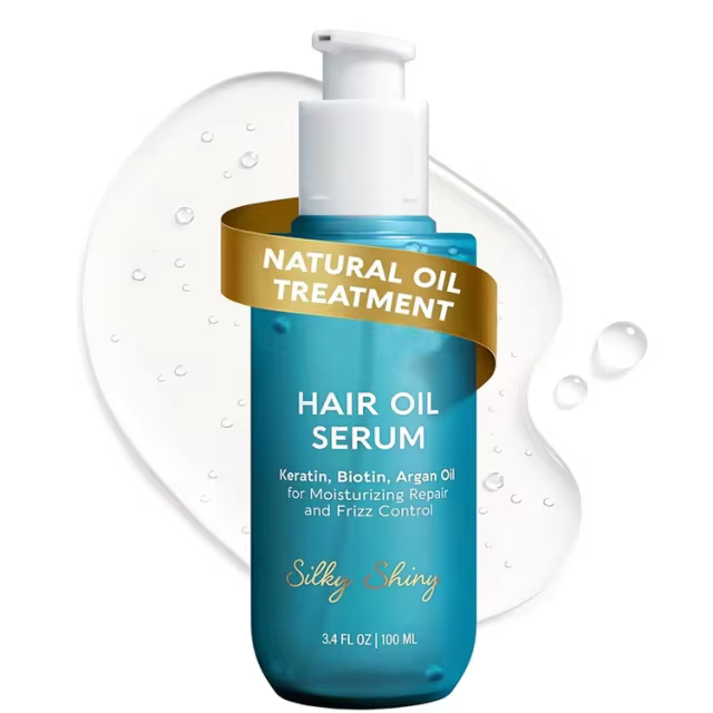 OEM Hair Oil for Frizzy Hair with Argan Oil Protein Hair Serum for Dry and Curly Hair Gloss Frizz Control Keratin Hair Treatment
