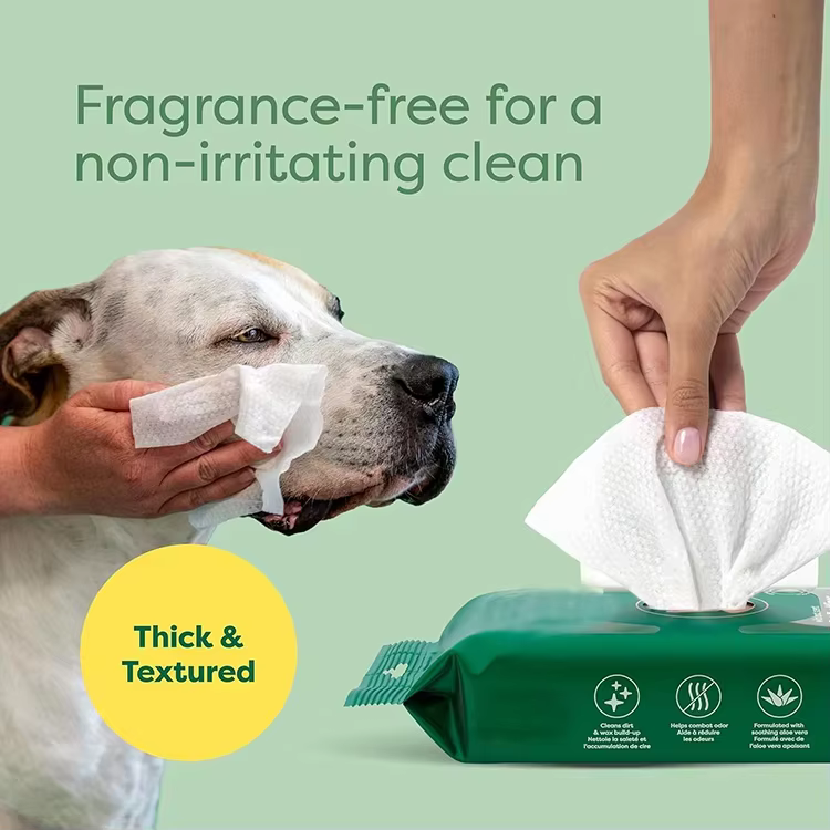 GMP Custom Manufacturing Vet-Developed Pet Eye Wipes Hypoallergenic Eye Wash Cleaner for Dogs & Cats Remove Dirt & Discharge