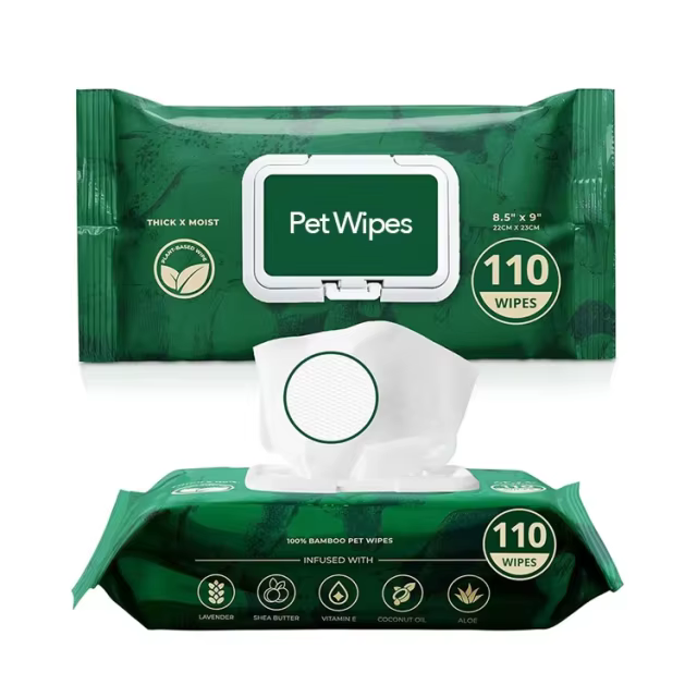 OEM Custom Premium Dog Wipes for Paws Butt Large Hypoallergenic Pets Cleaning Deodorizing Grooming Bath Wipes for Dog Cat