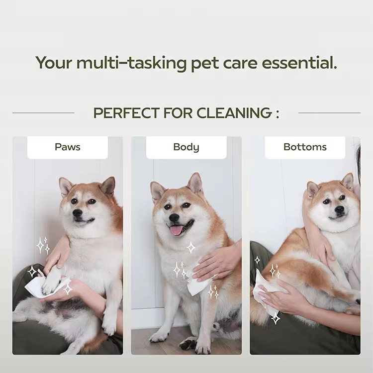 Custom Label XL Pet Wipes for Dogs & Cats 3-in-1 Hypoallergenic Cleaning,Deodorizing and Hydrating Extra Large Grooming Wipes