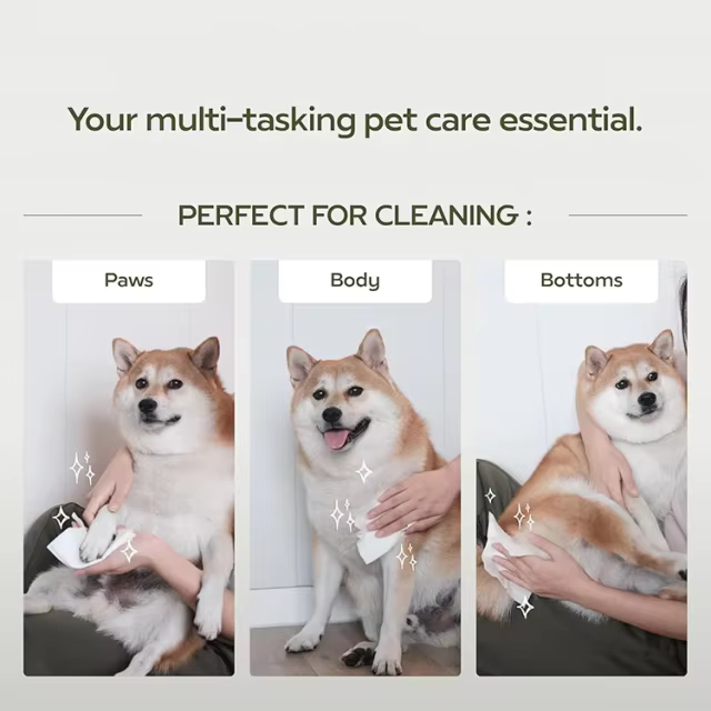 Custom Label XL Pet Wipes for Dogs & Cats 3-in-1 Hypoallergenic Cleaning,Deodorizing and Hydrating Extra Large Grooming Wipes