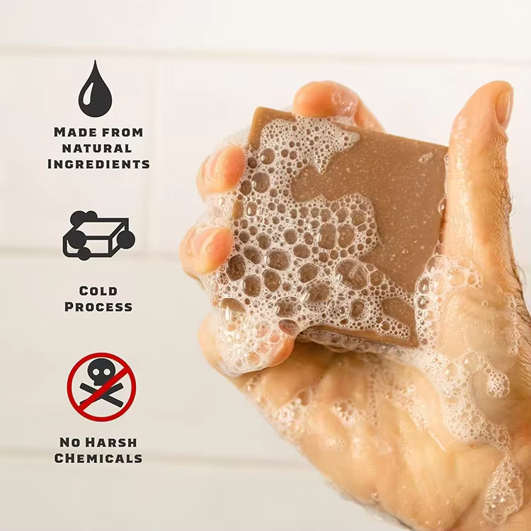 Custom Natural Bar Soap for Men Cold Processed Shower & Bath Soap With Natural Ingredients & No Harsh Chemicals Bourbon Scent