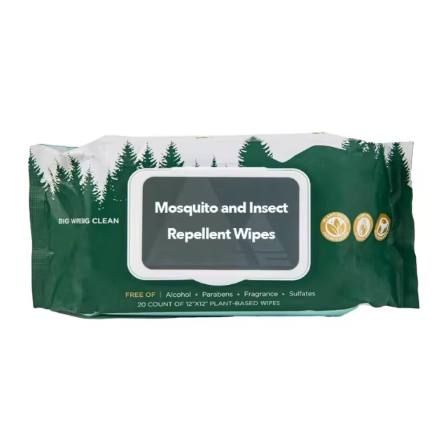 Private Label Bug Wipes Repellent 100% Biodegradable Plant Based Bamboo Mosquito Repellent Camping Bug Insect Repellent Wipes