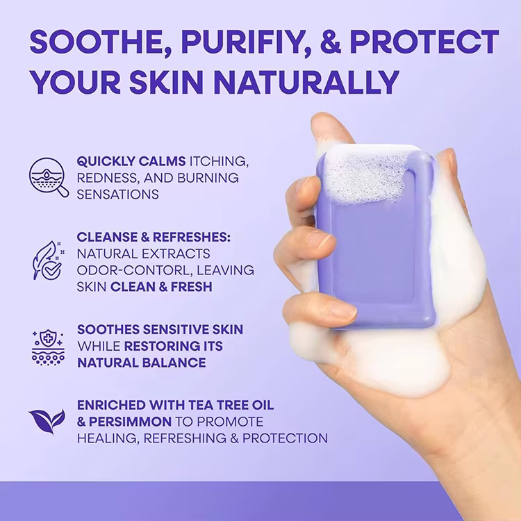 OEM Body&Face Wash Antifungal Soap Bar with Tea Tree Oil Lavender Oil Soothing Care & Relief of Itchy for Ringworm Jock Itch