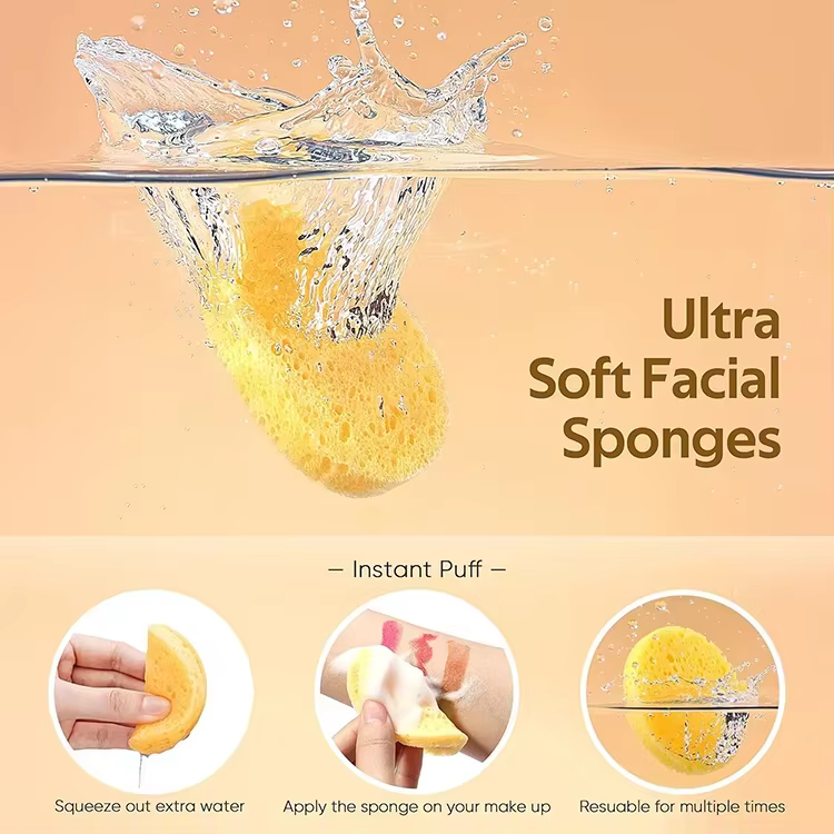 Private Label Natural Compressed Cellulose Cosmetic Spa Soap Sponges for Facial Bath Cleansing Exfoliating Dead Skin Cells