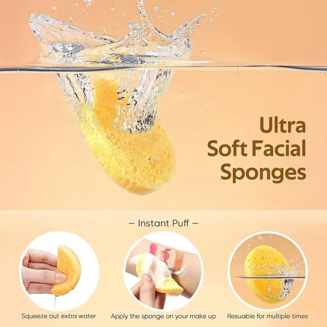 Private Label Natural Compressed Cellulose Cosmetic Spa Soap Sponges for Facial Bath Cleansing Exfoliating Dead Skin Cells