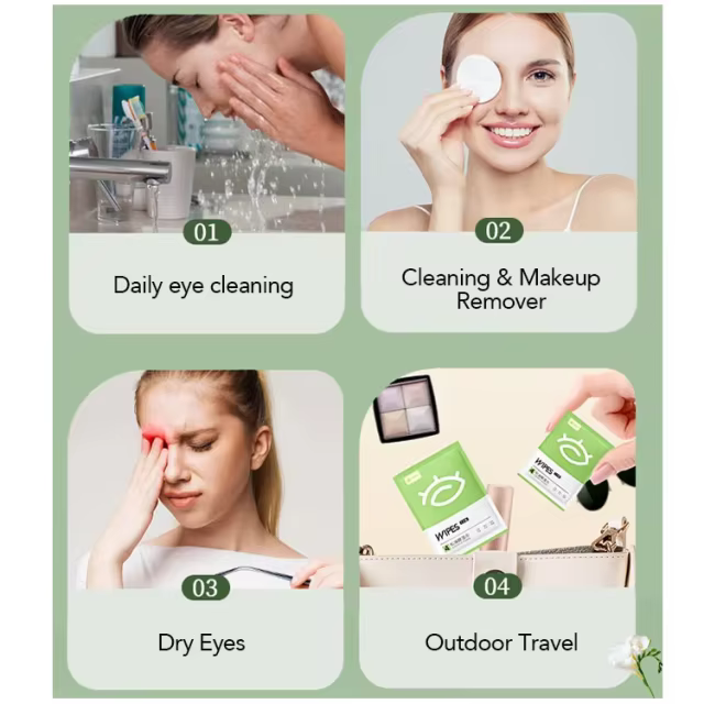 Private Label Natural Tea Tree Eyelid Cleaning Wipes Calm Eyelid Wipes for Dry, Red, Itchy, Swollen,Irritated Eyes