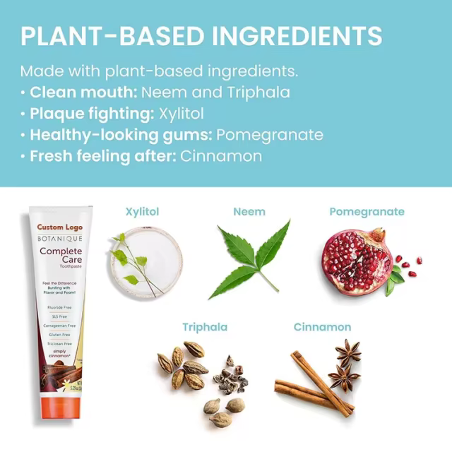 FDA OEM Premium Botanique Oral Care Toothpaste Herbal Cinnamon Flavor Freshens Breath Natural Teeth Whitening Toothpaste