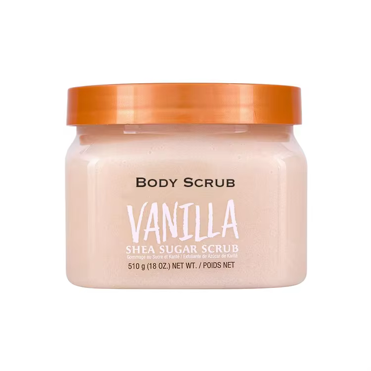 Private Label Skincare Coconut Oil Shea Sugar Exfoliating & Hydrating Body Scrub Vanilla Scent Moisturizing and Nourishing Skin