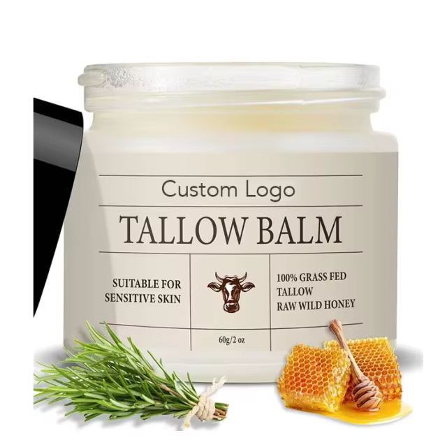 OEM All-Natural Moisturizer for Face Body Hands Hydrating Grass-Fed Purified Beef Tallow and Honey Balm for Sensitive Skin
