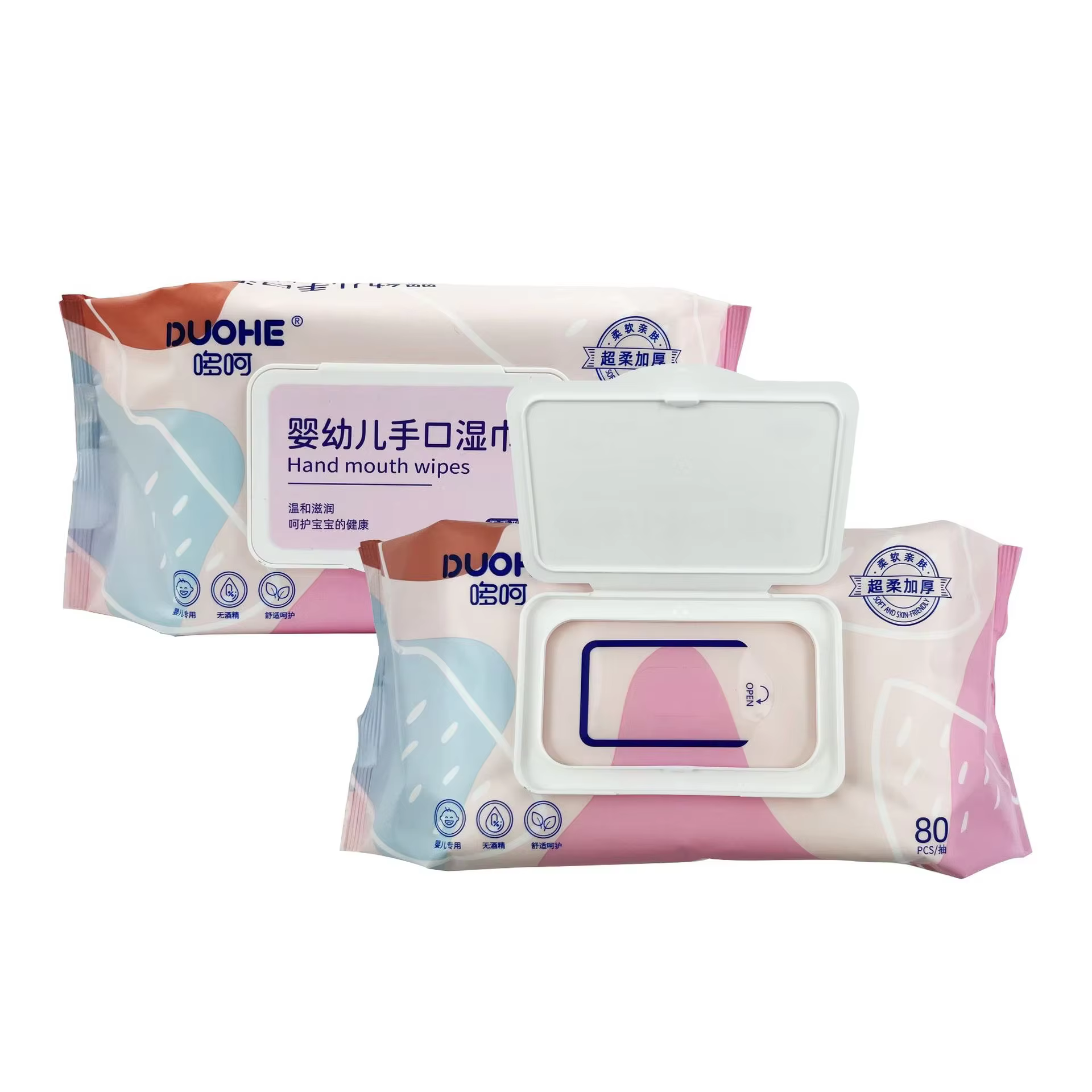 Private Label Eco Friendly Cotton Disposable Wipes for Baby 99% Water Soft Baby Hands Mouth Cleaning Wet Wipes