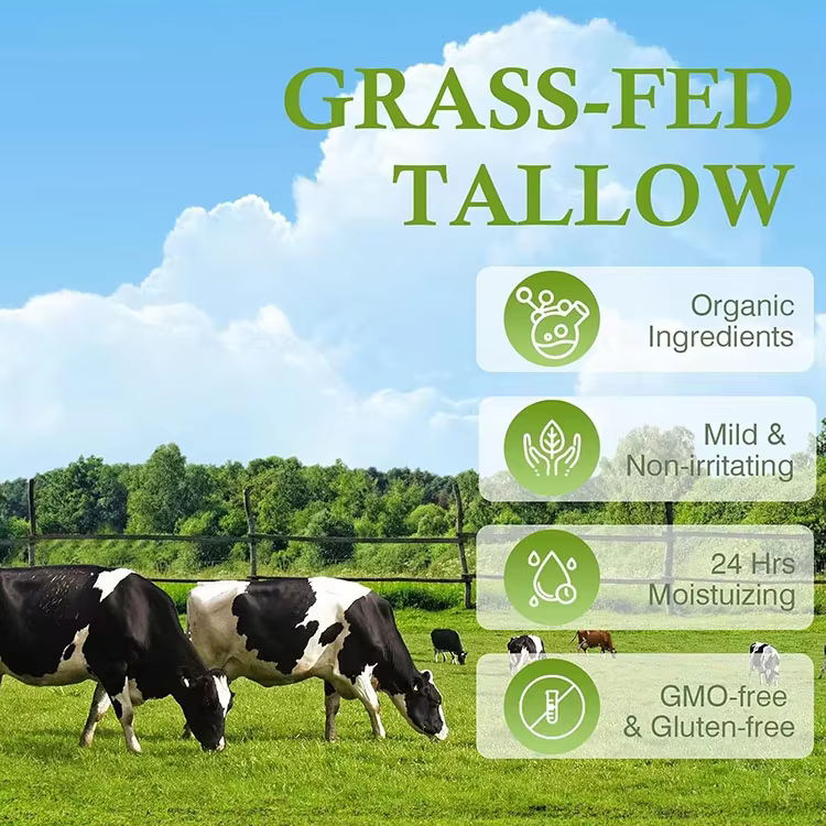FDA Certified OEM Organic Grass-Fed Purified Beef Tallow and Honey Balm Natural Hydrating Moisturizer for All Type Skin