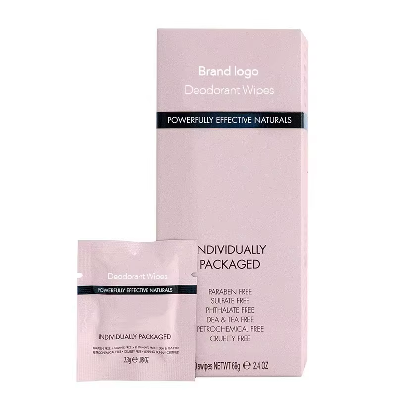 Custom Adults Organic Cotton Refresh Deodorant Wipes Individually Wrapped Wet Wipes for Women Men's Body Face Armpits