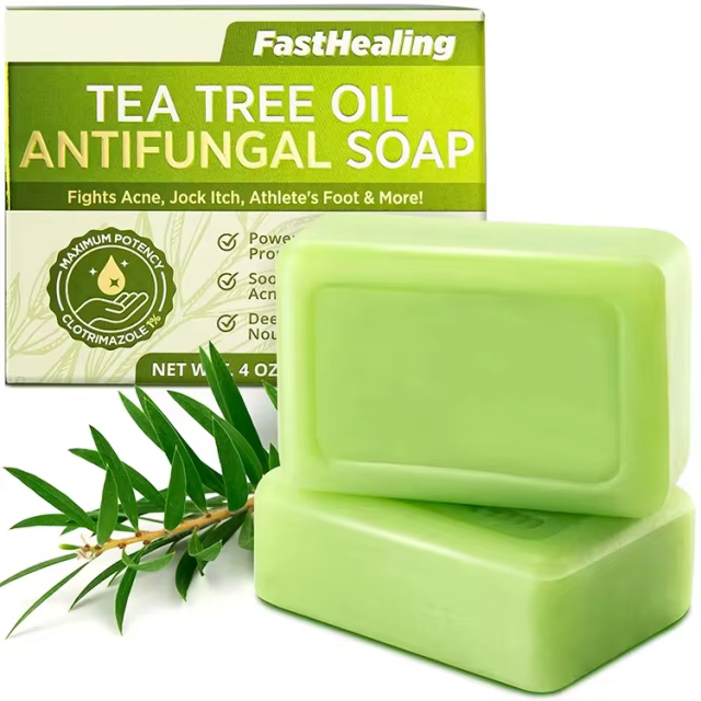 Custom Label Antifungal Tea Tree Soap Antibacterial Treatment for Face & Body Acne Herbal Soap Bar for Skin Soothing&Hydration