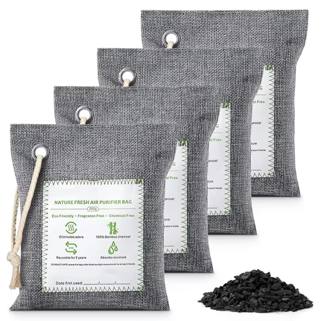 Private Label Activated Charcoal Bag Odor Absorber for Home Car Closet Shoes Pets Basement Bamboo Charcoals Air Purifying Bags