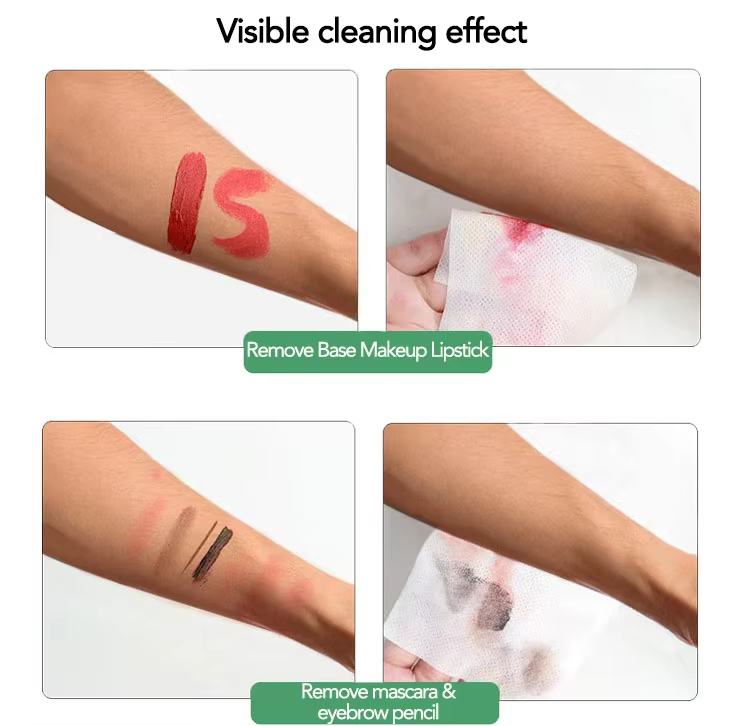 OEM Private Label Disposable Facial Make up Remover Wipes Biodegradable Plant-Based Female Daily Face Cleansing Wipes