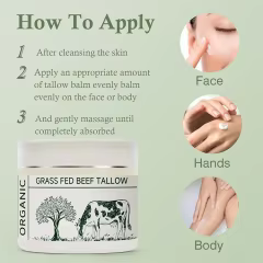 OEM All-Natural Moisturizer for Face Body Hands Hydrating Grass-Fed Purified Beef Tallow and Honey Balm for Sensitive Skin