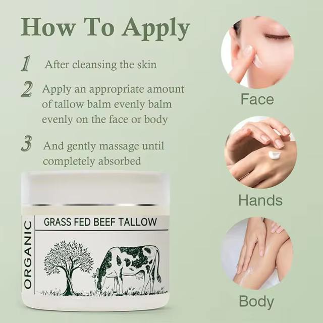 OEM All-Natural Moisturizer for Face Body Hands Hydrating Grass-Fed Purified Beef Tallow and Honey Balm for Sensitive Skin