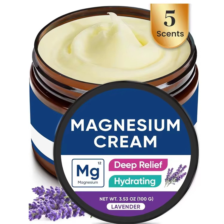 FDA Private Label Magnesium Cream for Pain Sleep Support Topical Lotion for Leg Cramps Muscle Tension Evening Leg Relaxation