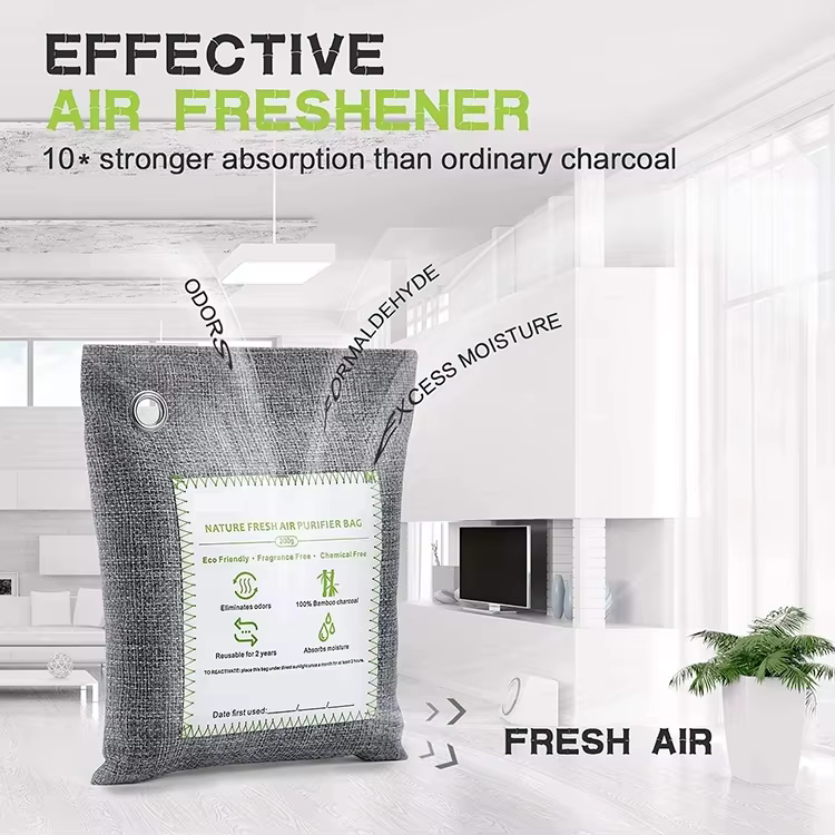 Private Label Activated Charcoal Bag Odor Absorber for Home Car Closet Shoes Pets Basement Bamboo Charcoals Air Purifying Bags