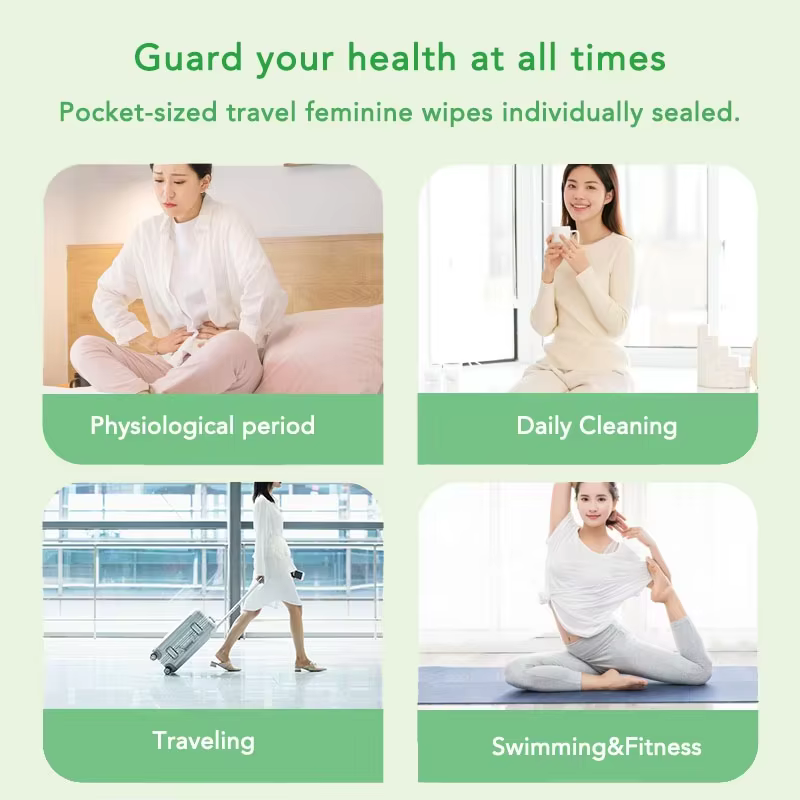 Private Label Natural Cotton Flushable Wipes for Female Intimate Cleansing Ph Balanced Hypoallergenic Feminine Care Wipes