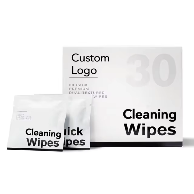 Private Label Non-alcoholic Dual Textured Wipes for Quick Cleaning Shoes Individually Packaged 30PCS Wet Wipes Sneaker Cleaner
