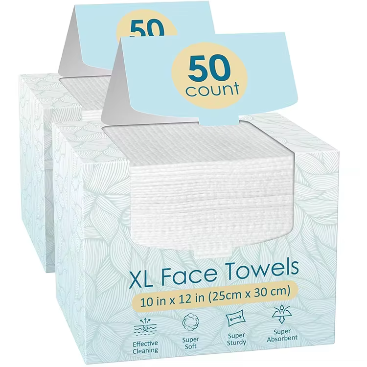 100% USDA Biobased Disposable Face Towelette Biodegradable Makeup Remover Dry Wipes Facial Towels Wash Cloth for Sensitive Skin