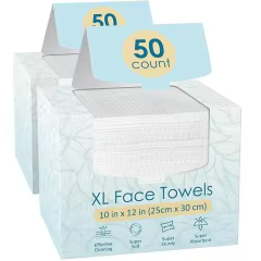 100% USDA Biobased Disposable Face Towelette Biodegradable Makeup Remover Dry Wipes Facial Towels Wash Cloth for Sensitive Skin