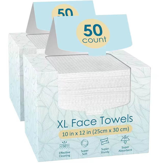 100% USDA Biobased Disposable Face Towelette Biodegradable Makeup Remover Dry Wipes Facial Towels Wash Cloth for Sensitive Skin