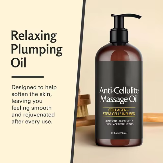OEM Firming Body Massage Oil with Collagen Stem Cell Anti Cellulite Refreshing Aromatherapy Body Oil for Legs & Full Body